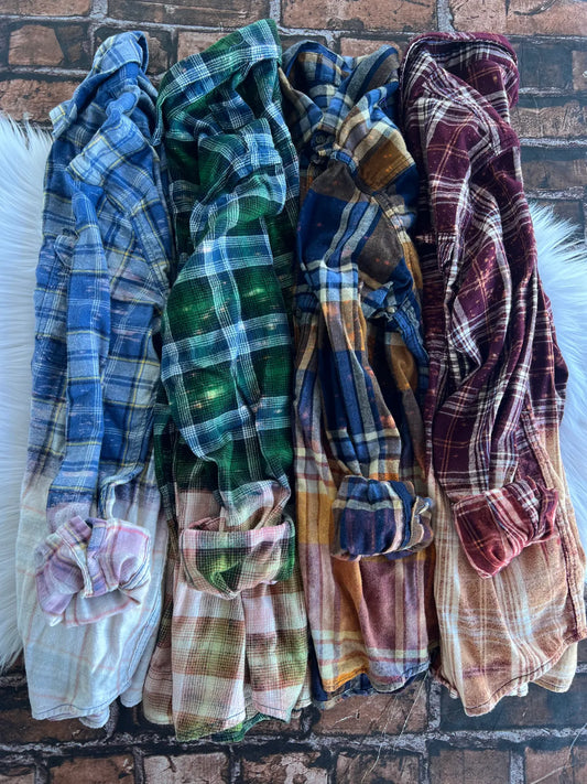 Assorted Bleach Washed Flannels