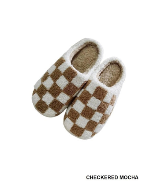 Mocha Check Slippers